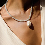 Calypso Baroque Pearl & Aquamarine Necklace - Wander + Lust Jewelry