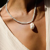 Calypso Baroque Pearl & Aquamarine Necklace - Wander + Lust Jewelry