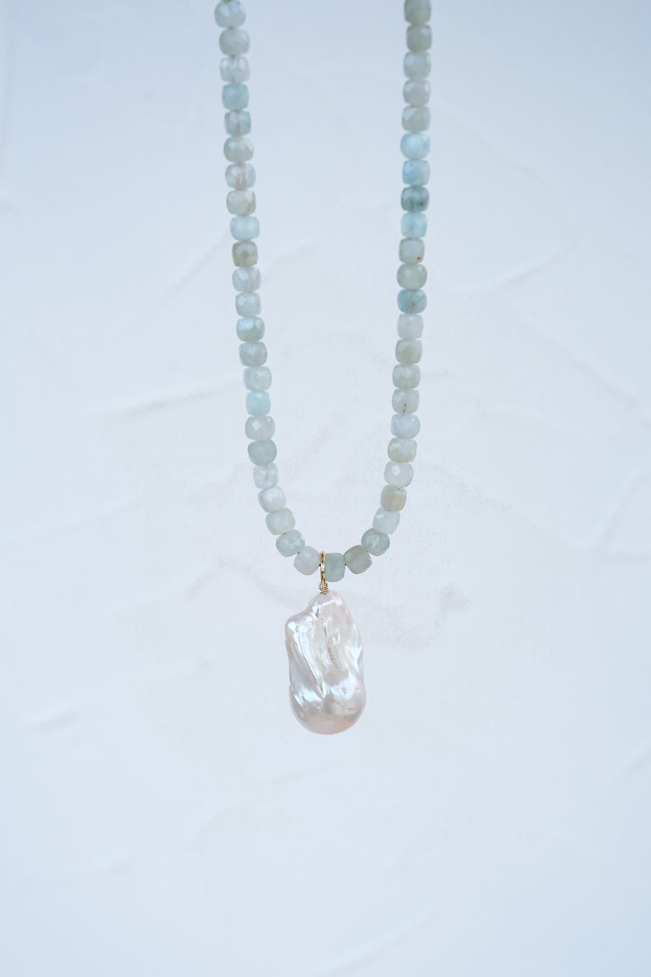Calypso Baroque Pearl & Aquamarine Necklace - Wander + Lust Jewelry