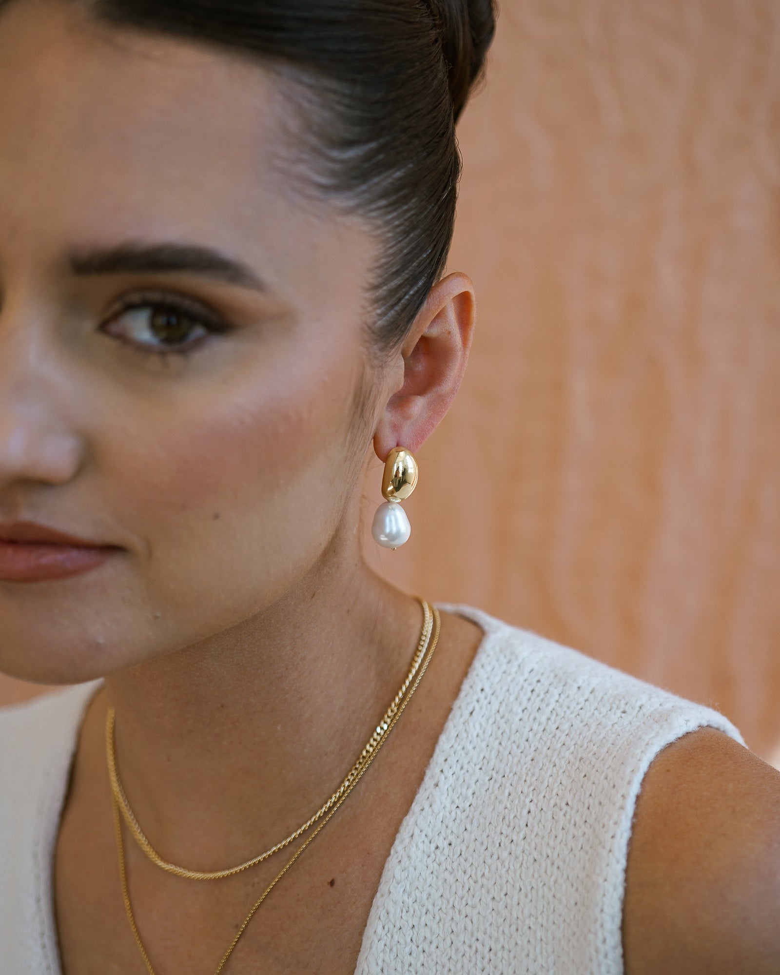 Hailey Dome Pearl Drop Earrings - Wander + Lust Jewelry