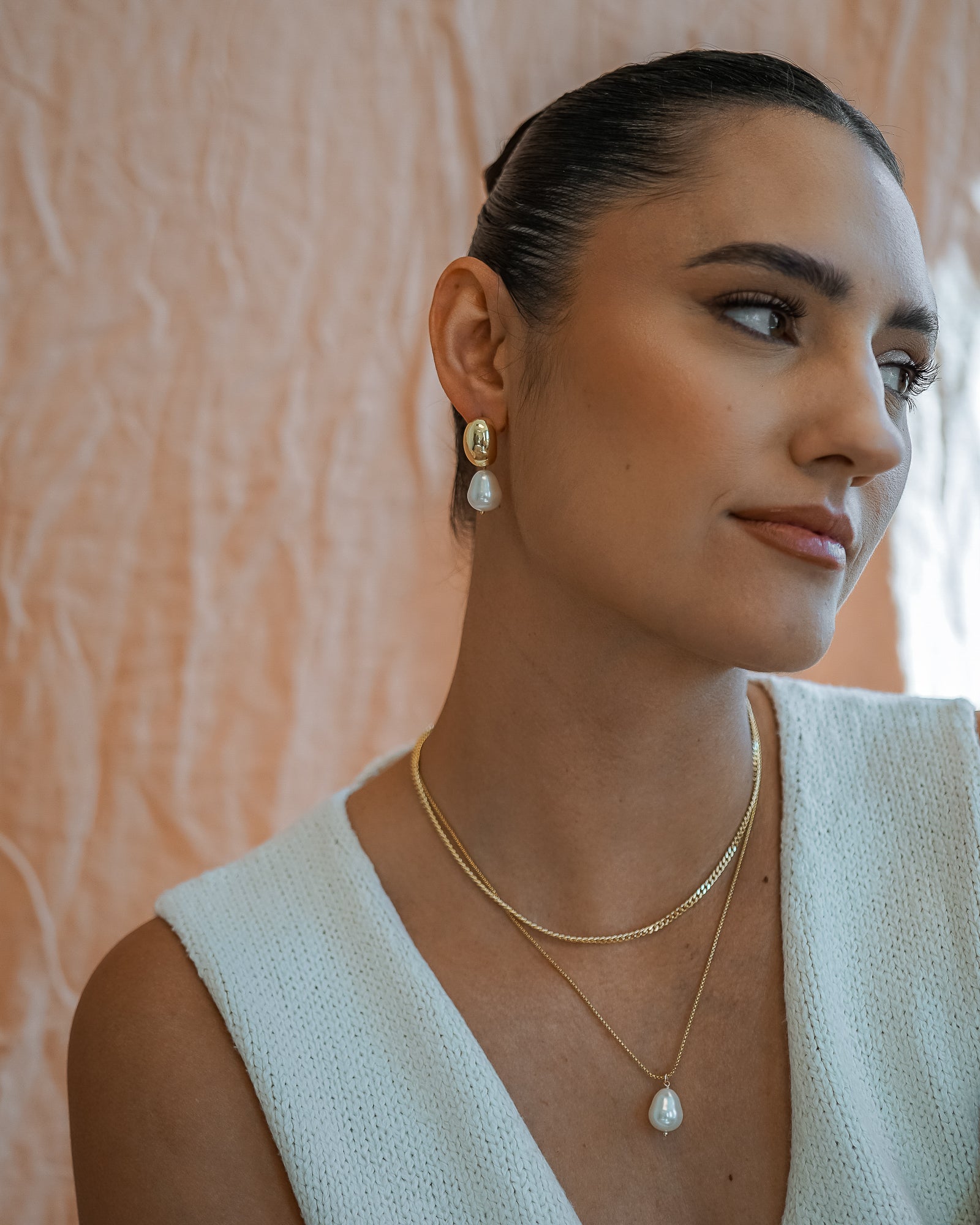 Hailey Dome Pearl Drop Earrings - Wander + Lust Jewelry