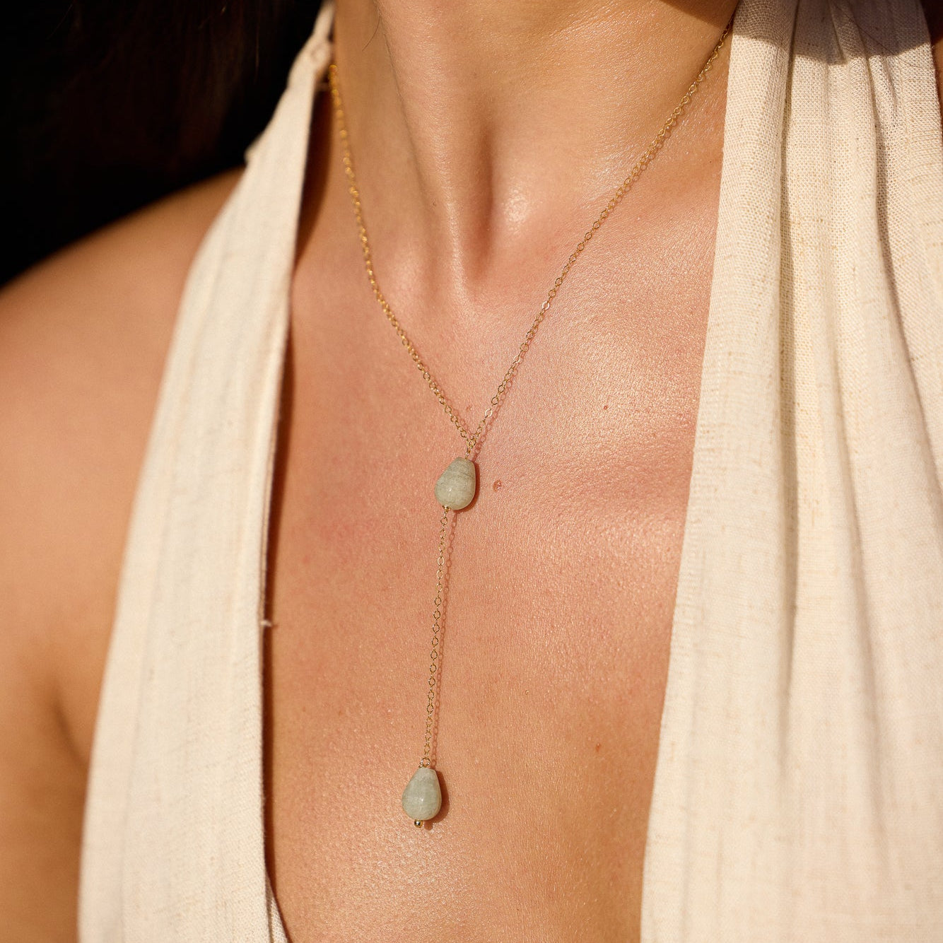 Laguna Aquamarine Lariat Necklace - Wander + Lust Jewelry