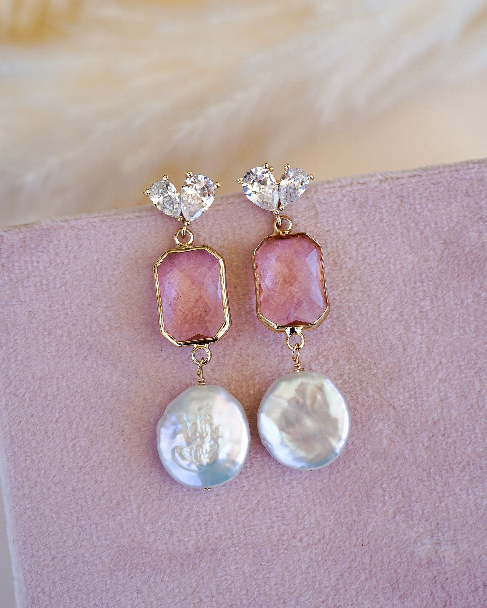 Arabella Pink Drop Earrings - Wander + Lust Jewelry