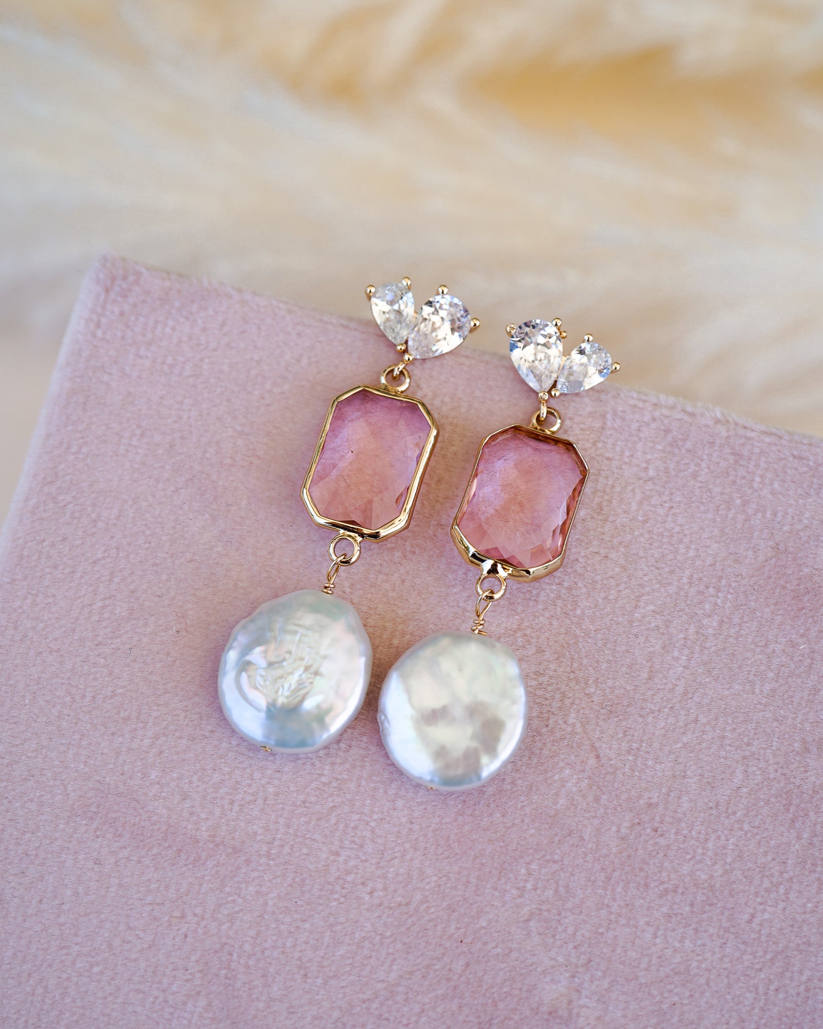 Arabella Pink Drop Earrings - Wander + Lust Jewelry