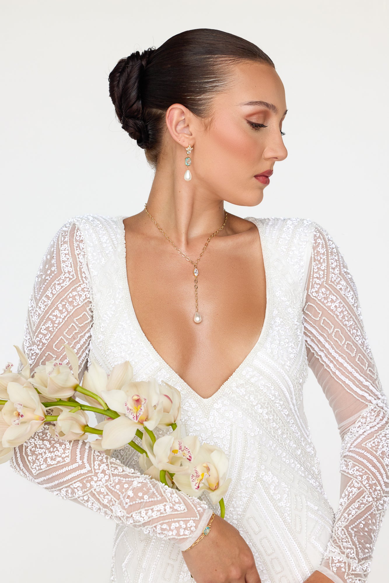 Liliana Pearl Lariat Necklace - Wander + Lust Jewelry