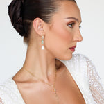 Liliana Blue & Pearl Drop Bridal Earrings - Wander + Lust Jewelry