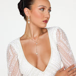 Liliana Blue & Pearl Drop Bridal Earrings - Wander + Lust Jewelry