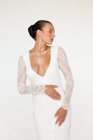 Liliana Blue & Pearl Drop Bridal Earrings