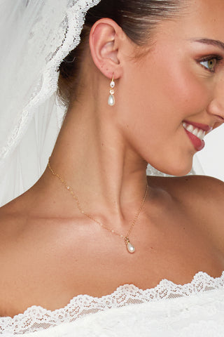 Laurel Teardrop Pearl Earrings