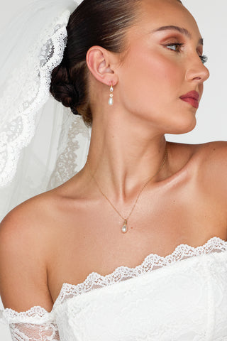 Laurel Teardrop Pearl Earrings