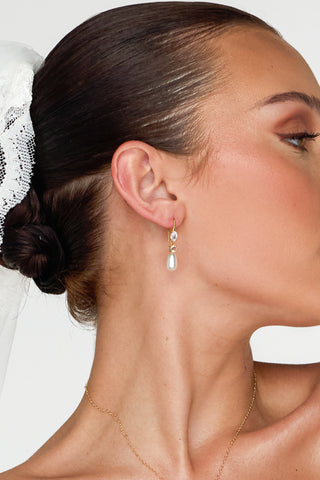 Laurel Teardrop Pearl Earrings