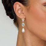 Liliana Blue & Pearl Drop Bridal Earrings - Wander + Lust Jewelry
