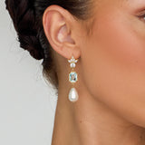 Liliana Blue & Pearl Drop Bridal Earrings - Wander + Lust Jewelry