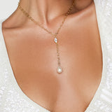 Liliana Pearl Lariat Necklace - Wander + Lust Jewelry