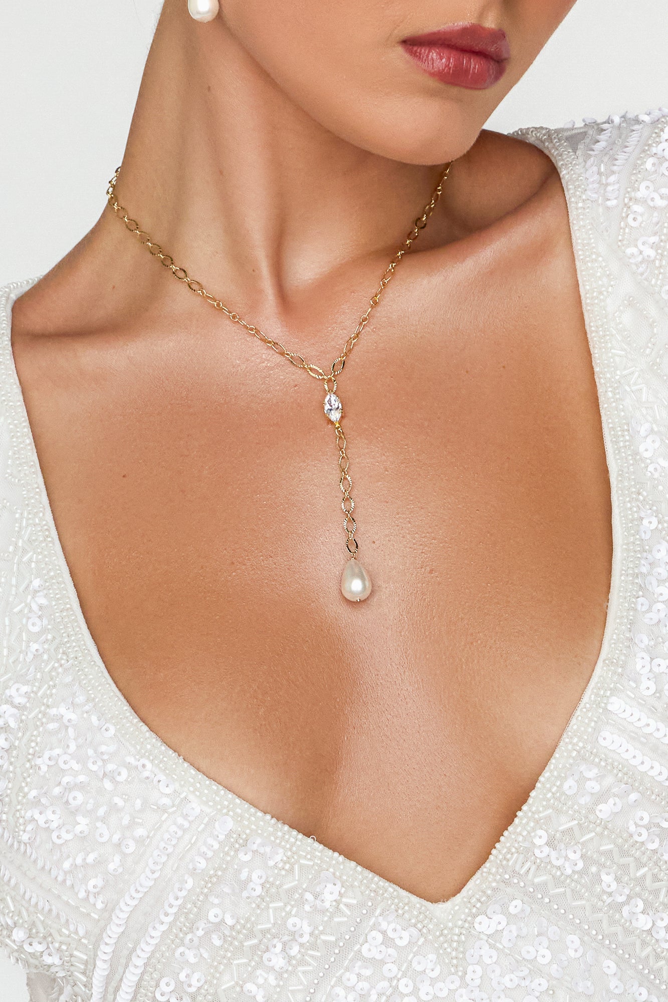 Liliana Pearl Lariat Necklace - Wander + Lust Jewelry