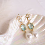 Liliana Blue & Pearl Drop Bridal Earrings - Wander + Lust Jewelry