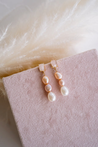Rosalie Pink Pearl & Rose Quartz Earrings