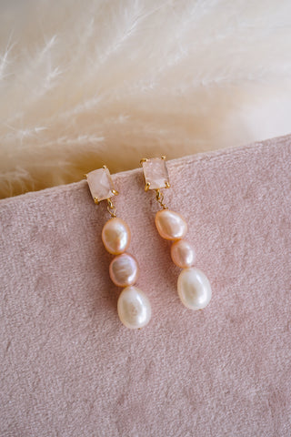 Rosalie Pink Pearl & Rose Quartz Earrings