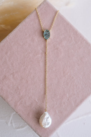 Something Blue Lariat Necklace
