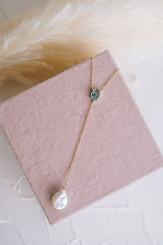 Something Blue Lariat Necklace