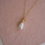 Laurel Teardrop Pearl Necklace - Wander + Lust Jewelry