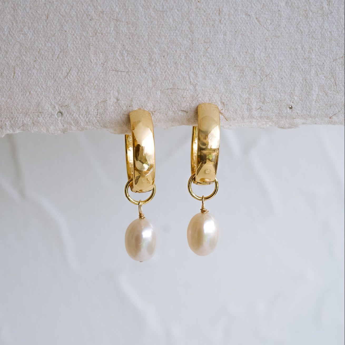 Haven Gold Pearl Hoop Earrings - Wander + Lust Jewelry