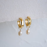 Haven Gold Pearl Hoop Earrings - Wander + Lust Jewelry