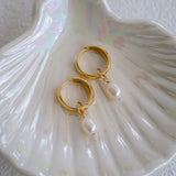 Haven Gold Pearl Hoop Earrings - Wander + Lust Jewelry
