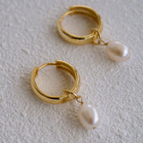 Haven Gold Pearl Hoop Earrings - Wander + Lust Jewelry
