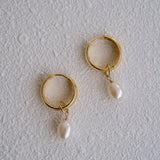 Haven Gold Pearl Hoop Earrings - Wander + Lust Jewelry