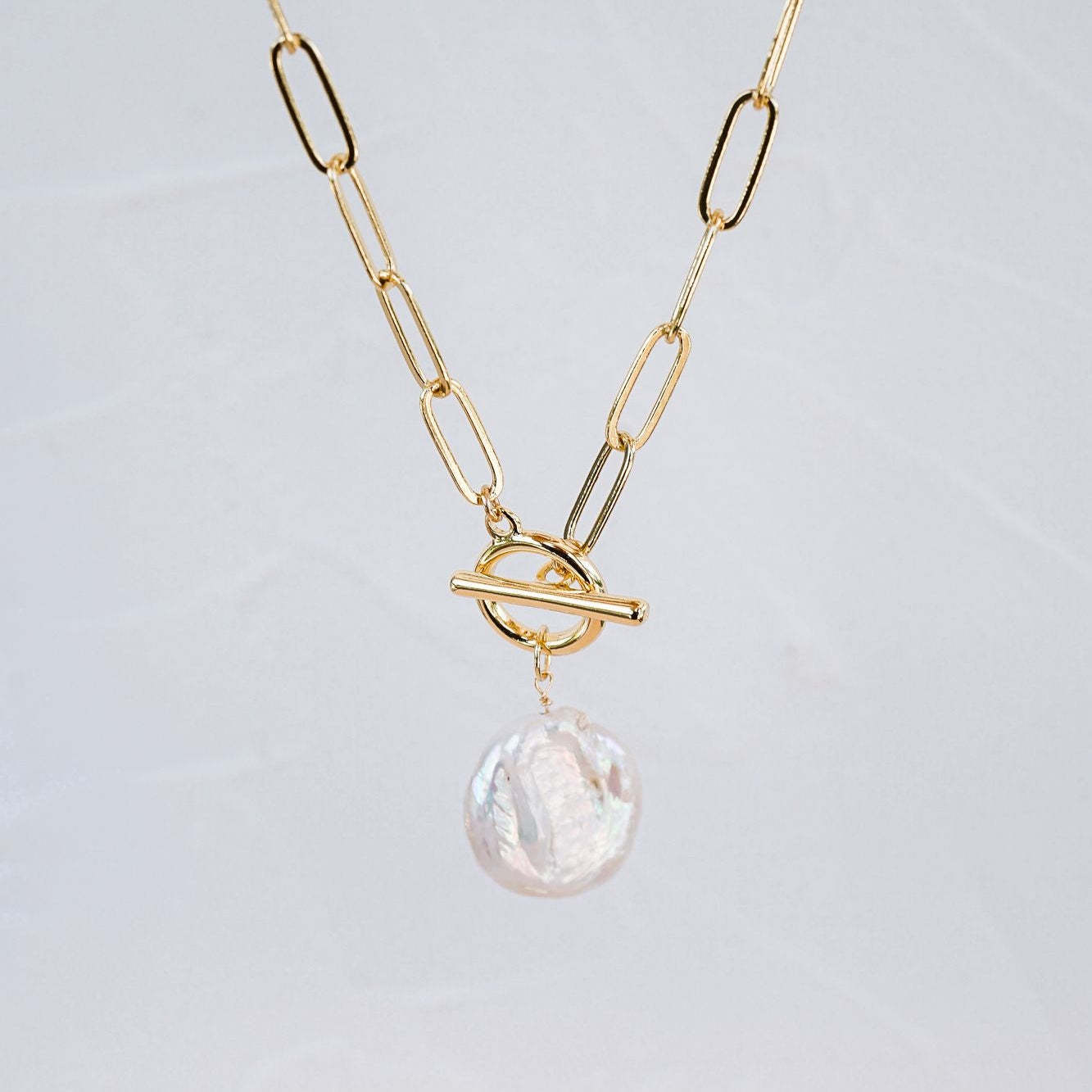Leila Pearl Paperclip Necklace - Wander + Lust Jewelry