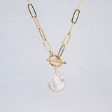Leila Pearl Paperclip Necklace - Wander + Lust Jewelry
