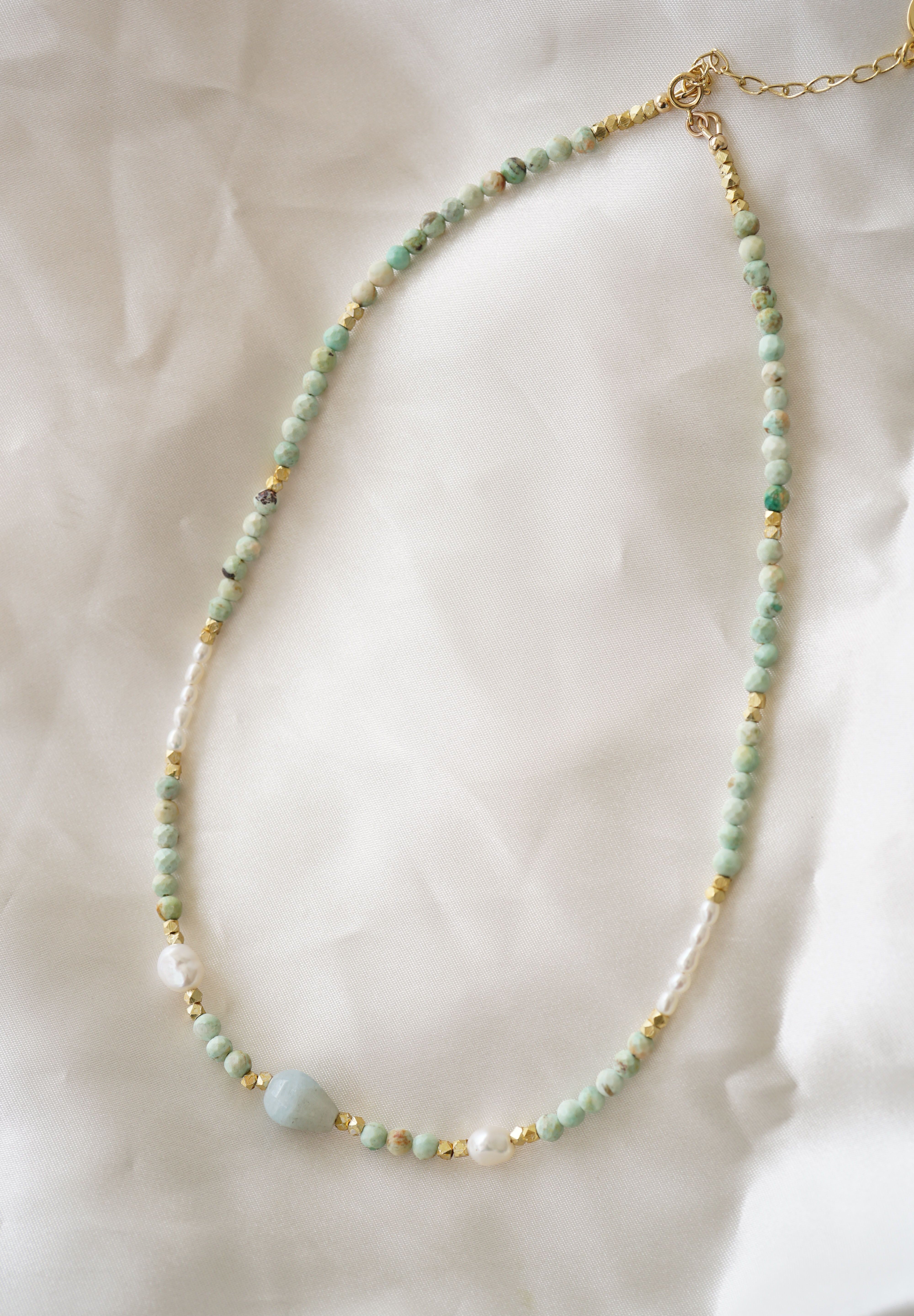 Azura Aquamarine Beaded Necklace - Wander + Lust Jewelry