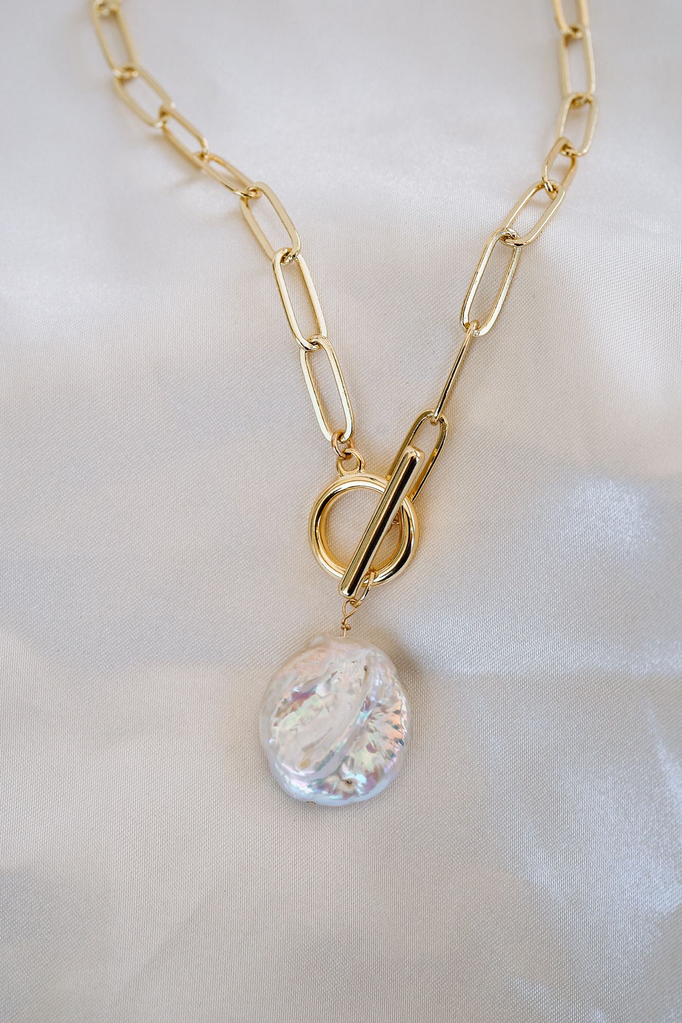 Leila Pearl Paperclip Necklace - Wander + Lust Jewelry