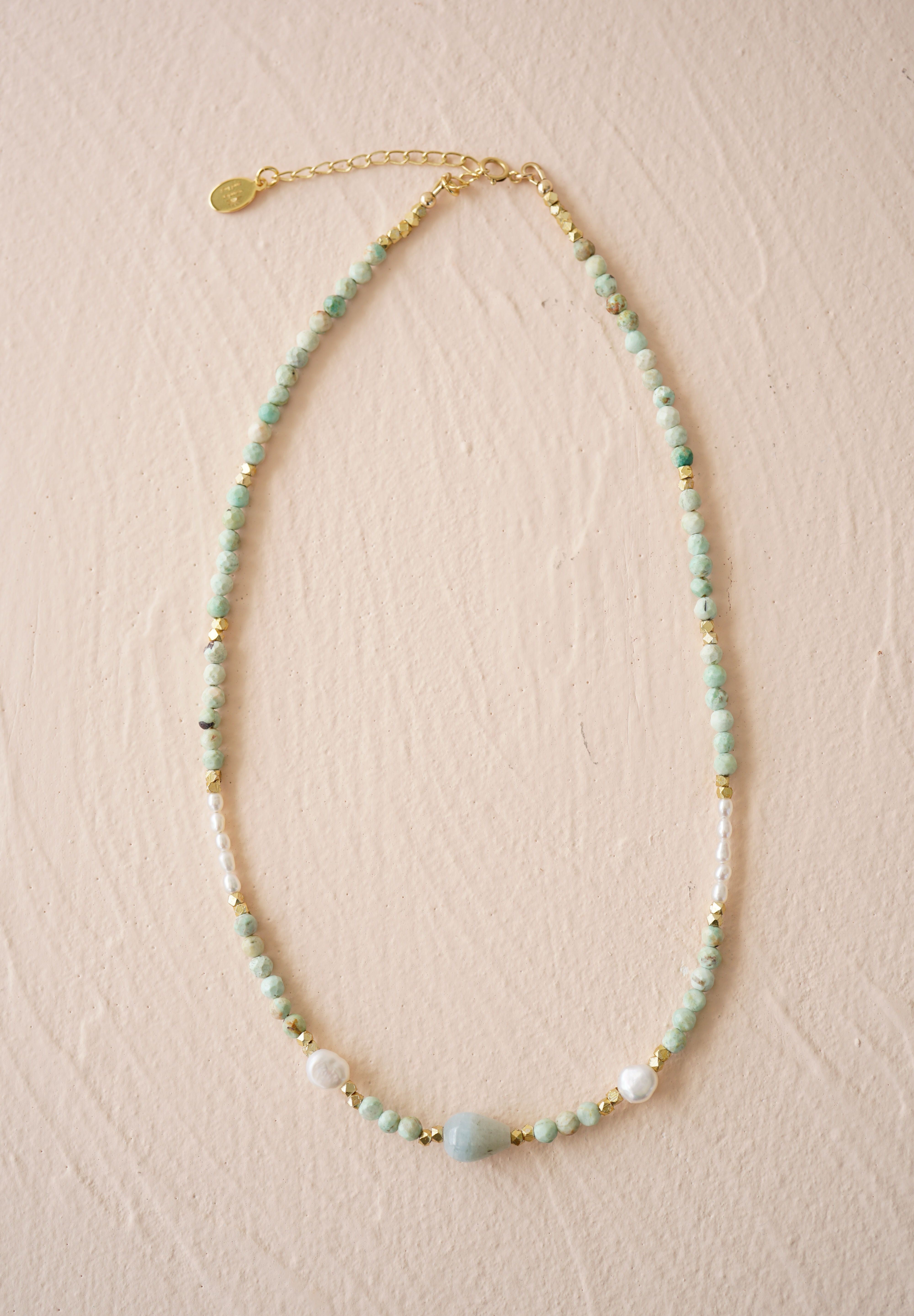 Azura Aquamarine Beaded Necklace - Wander + Lust Jewelry