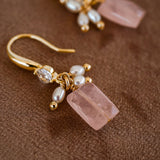 Coco Rose Quartz & Pearl Drop Earrings - Wander + Lust Jewelry