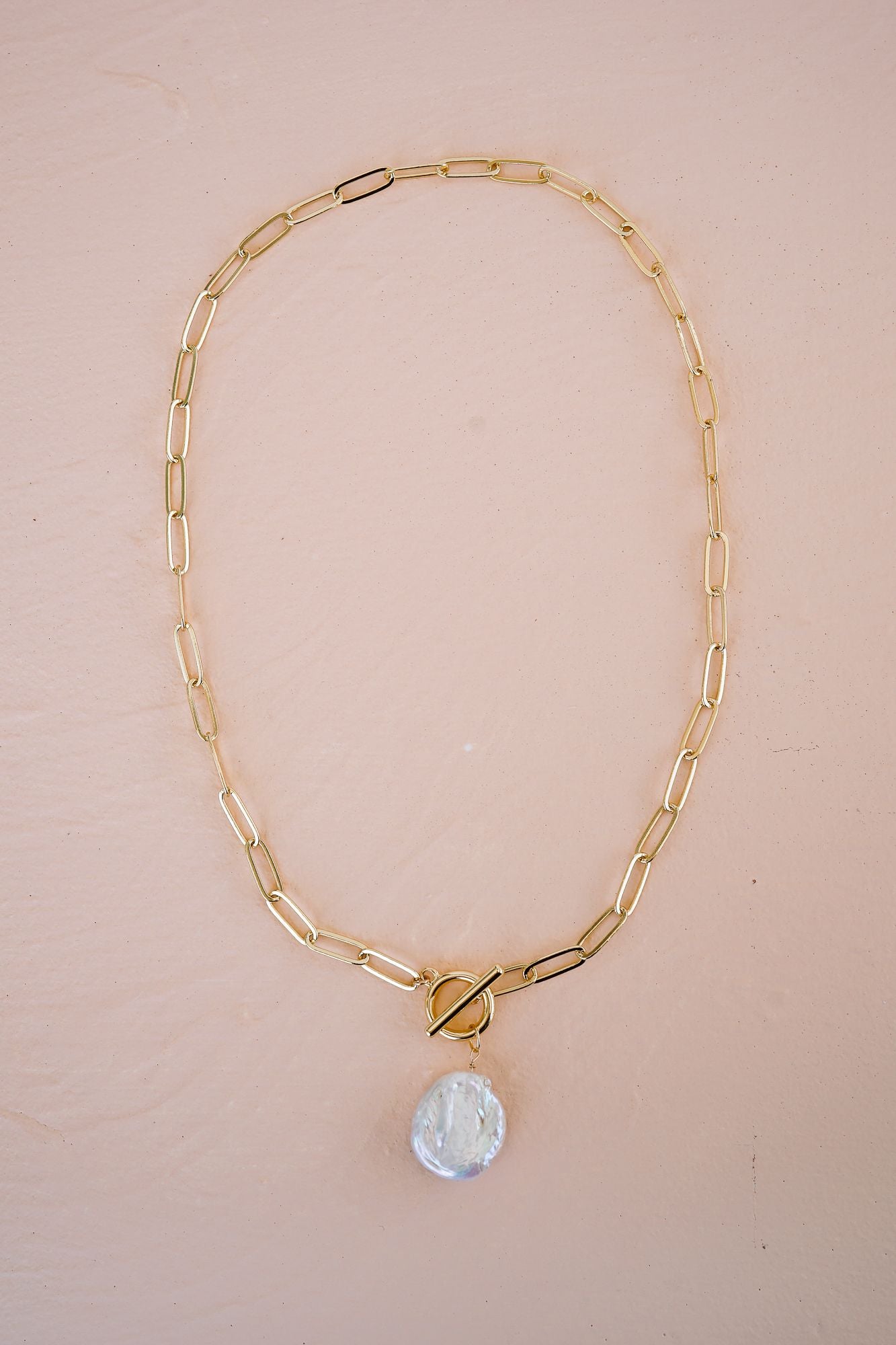 Leila Pearl Paperclip Necklace - Wander + Lust Jewelry