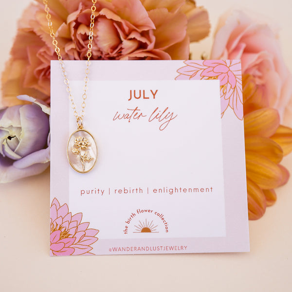 July Birth Flower Necklace – Wander + Lust Jewelry