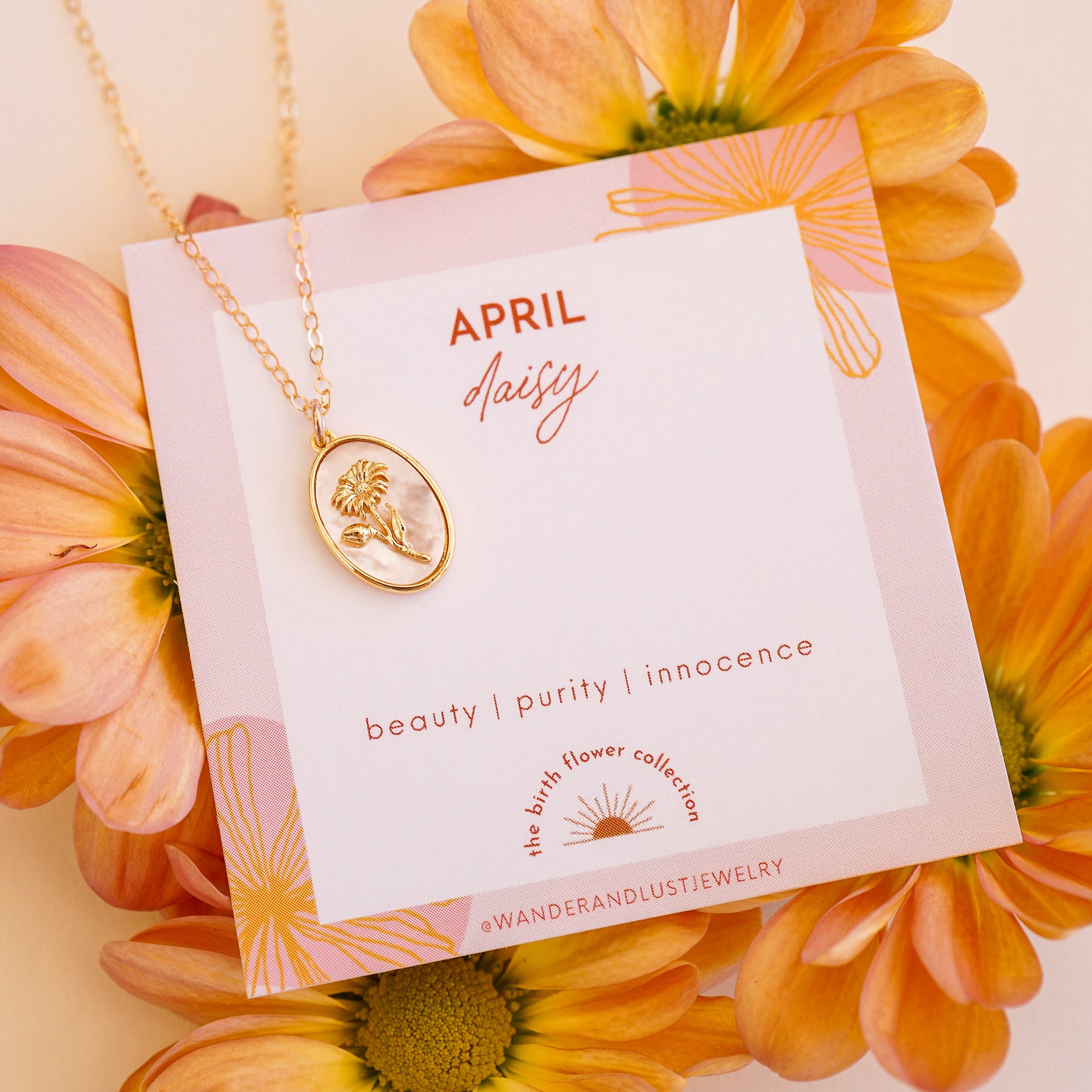 April Birth Flower Necklace - Wander + Lust Jewelry