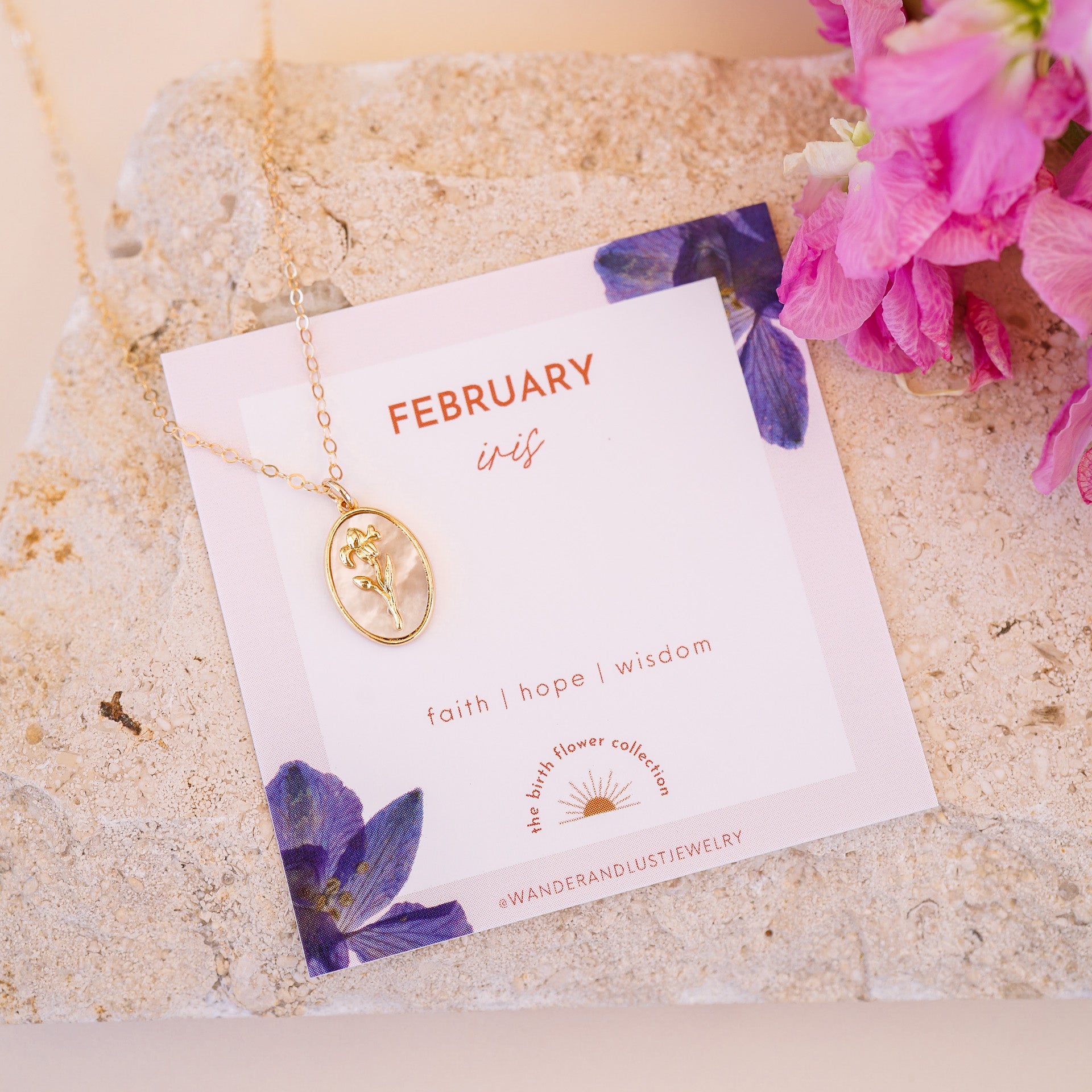 February Birth Flower Necklace - Wander + Lust Jewelry