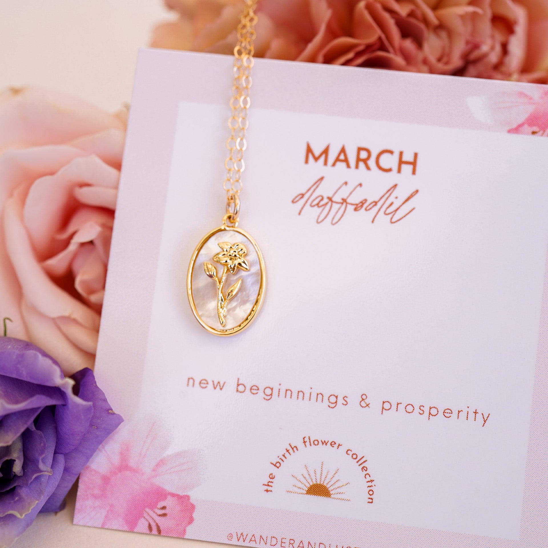 March Birth Flower Necklace - Wander + Lust Jewelry