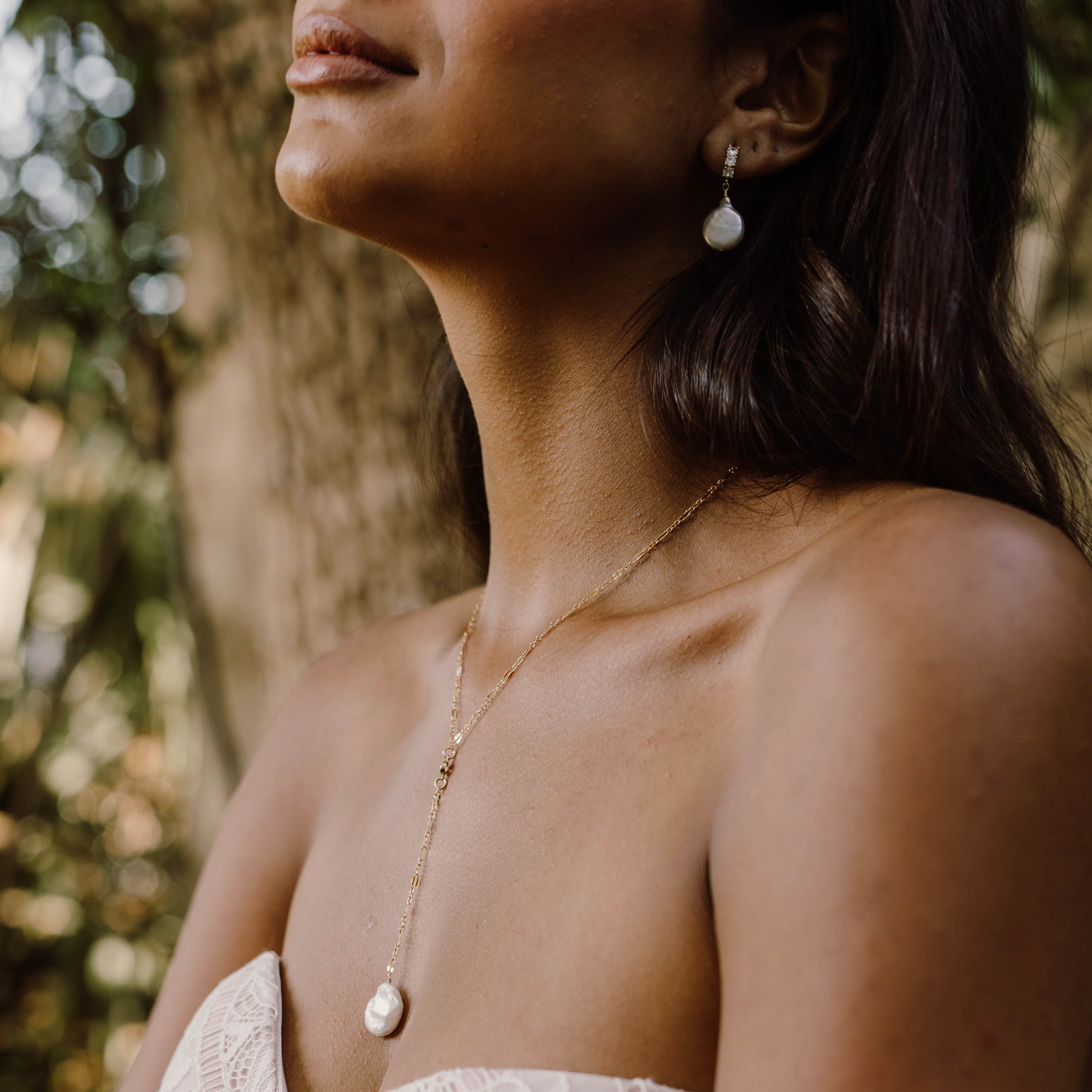 Corrine Pearl Hoops - Wander + Lust Jewelry