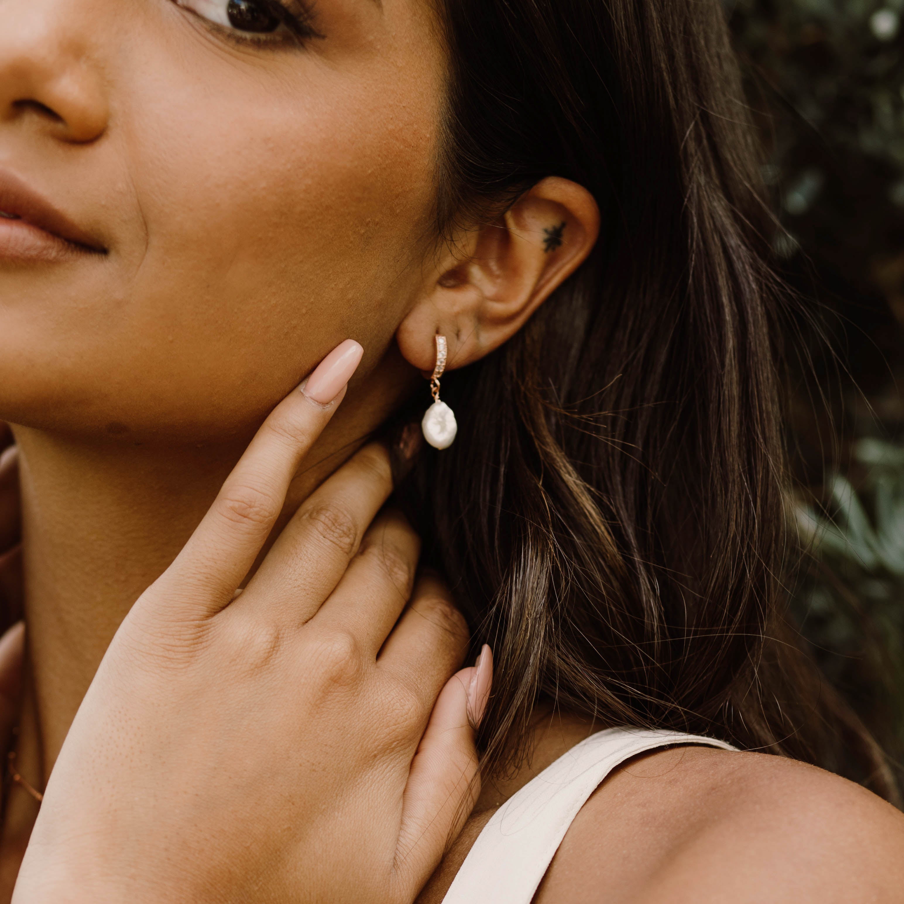 Delia Pearl Huggies - Wander + Lust Jewelry