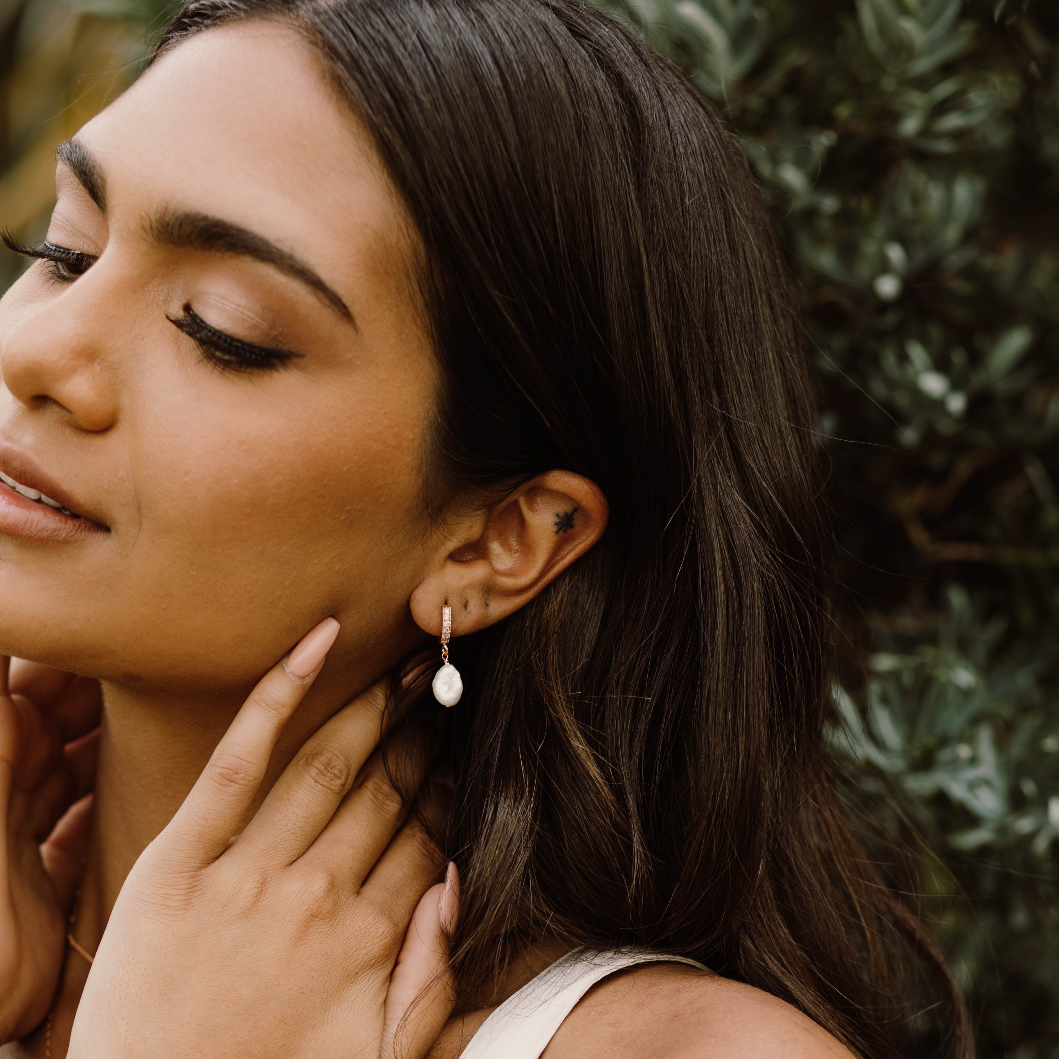 Delia Pearl Huggies - Wander + Lust Jewelry