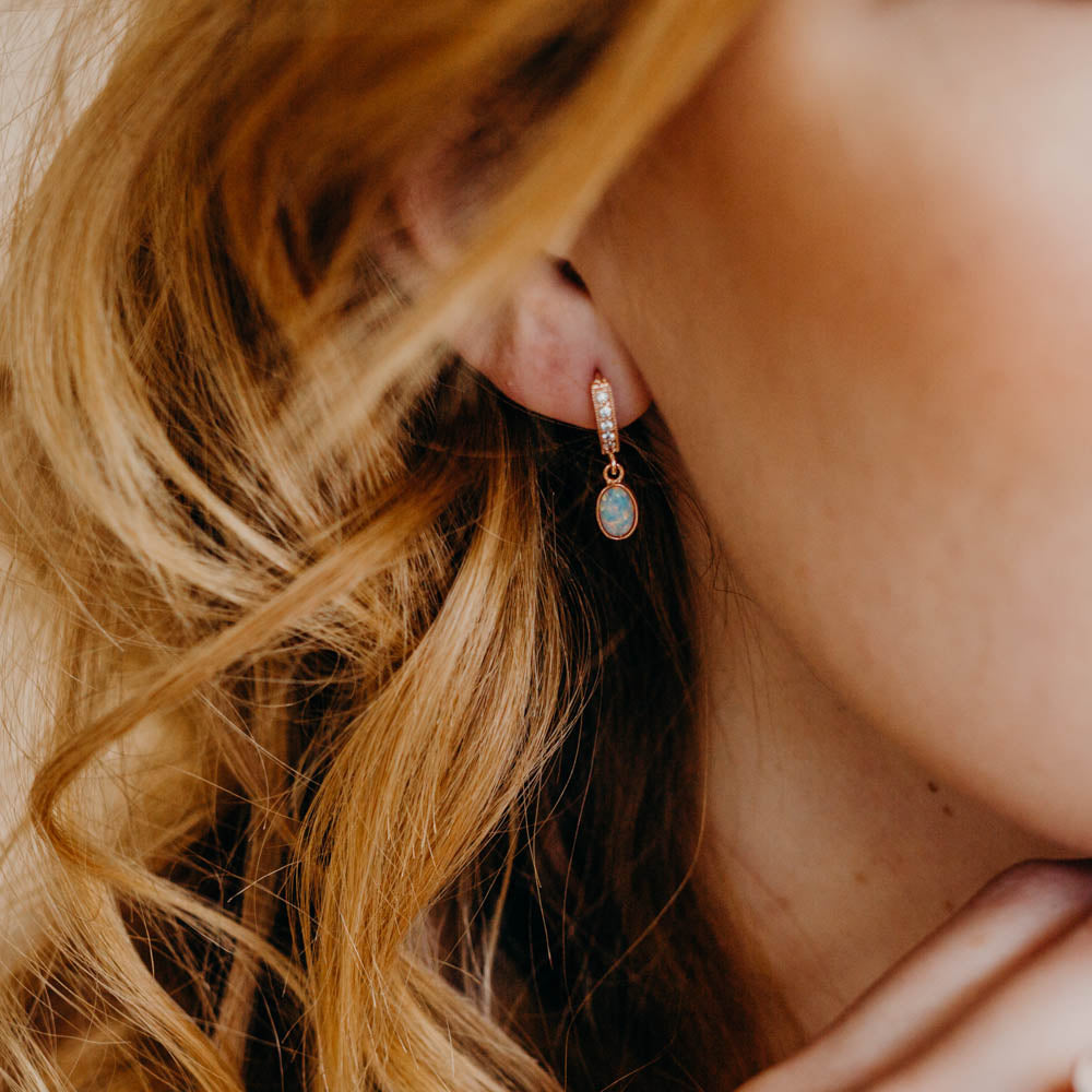 Edith Opal Huggies, Earrings, - Wander + Lust Jewelry