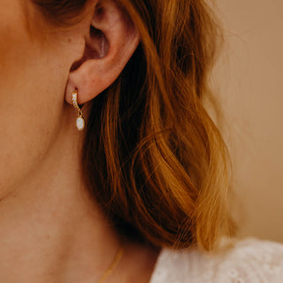 Edith Opal Huggies, Earrings, - Wander + Lust Jewelry