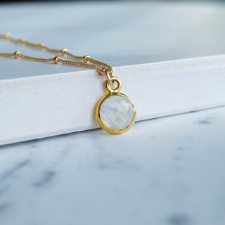Tiny Moonstone Necklace, Necklace, - Wander + Lust Jewelry