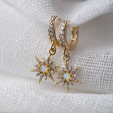 Opal Star Huggies, Earrings, - Wander + Lust Jewelry