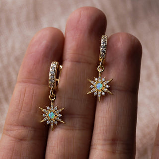 Opal Star Huggies, Earrings, - Wander + Lust Jewelry