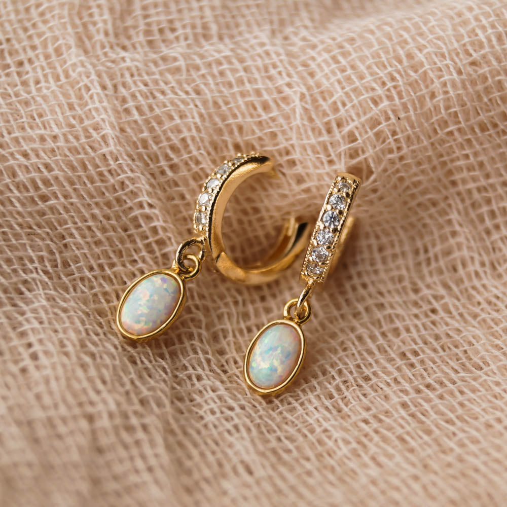 Edith Opal Huggies, Earrings, - Wander + Lust Jewelry